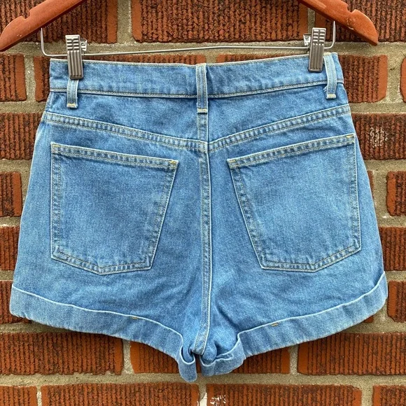 American Apparel High Rise Cuffed Jean Shorts - Picture 5 of 9